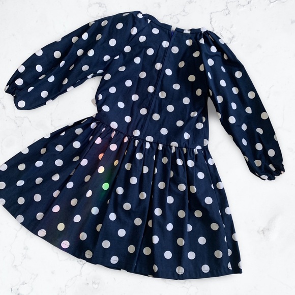 Miss Smarty Pants New Hand Crafted Navy Blue Polka Dot Dress Girls Size 7 - Picture 2 of 2